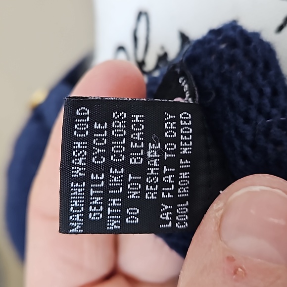 Questions by Say What, Sweater, blue & tan, gold buttons, 3/4 sleeve, large - Picture 5 of 5